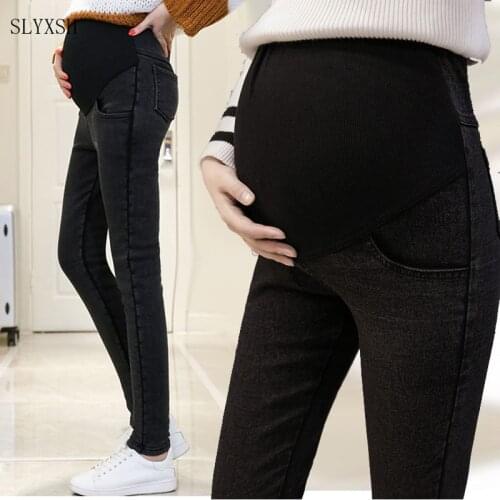Plus Size 3XL Warm Thick Pregnancy Denim Pants Winter Fleece Maternity Jeans for Pregnant Women Plus Velvet Maternity Clothing