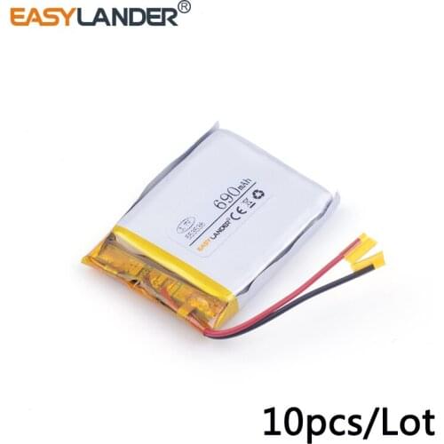 10pcs /Lot 690mah 553538 3.7v lithium Li ion polymer rechargeable battery for dvr,GPS,mp3,mp4,cell phone,speaker smart watch