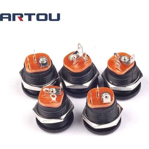 10PCS DC-022 5.5*2.1 Power Socket Round Hole Screw Nut Power