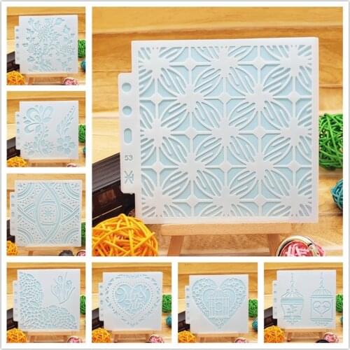13x14cm Flowers Tree Scrapbook Stencils Spray Plastic Mold Shield DIY Cake Hollow Embellishment Printing Lace Ruler Valentine