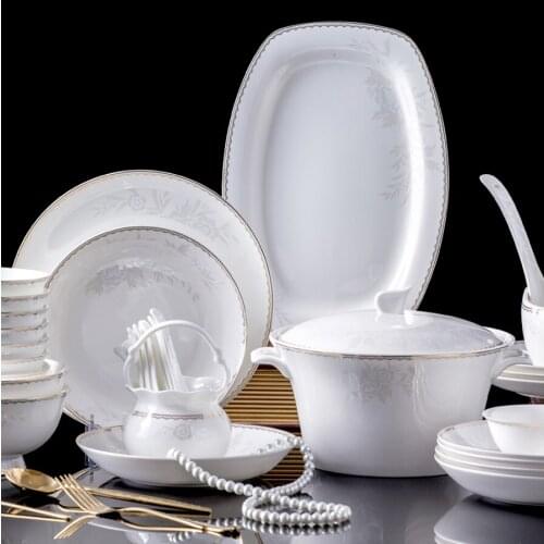 60pcs Dinnerware Set Kitchen Tableware Dinner Dish Ceramic Plates and Dishes Bowls 60pcs combination china tableware