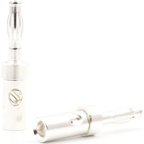 8pcs 0534A Silver Plated Banana plug audio banana jack Connector for speaker cable adapter