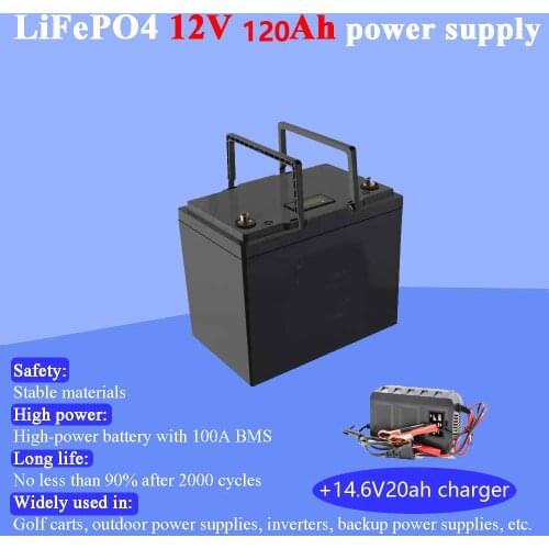 Land Voyager 12.8v 120AH lifepo4 battery with 100A BMS 12V 120Ah battery for go cart UPS Household appliances Inverter 14.6V 10A