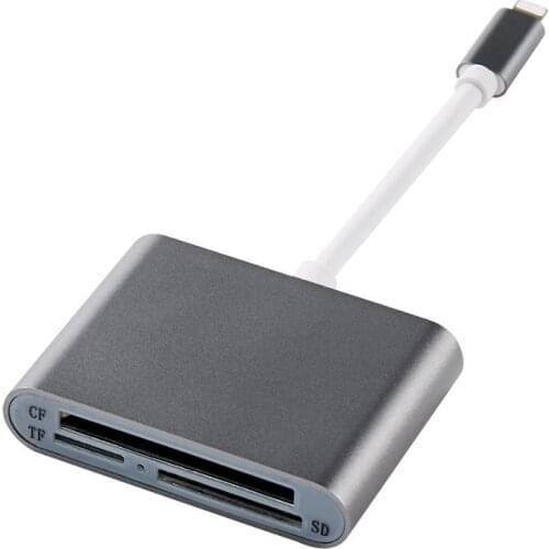 Aluminum 3 in 1 Digital Camera Adapter, TF/SD/CF Lighting Card Reader, USB OTG Cable for iPhone 11 Pro Max/xs/x/8/7Plus/7s iPad