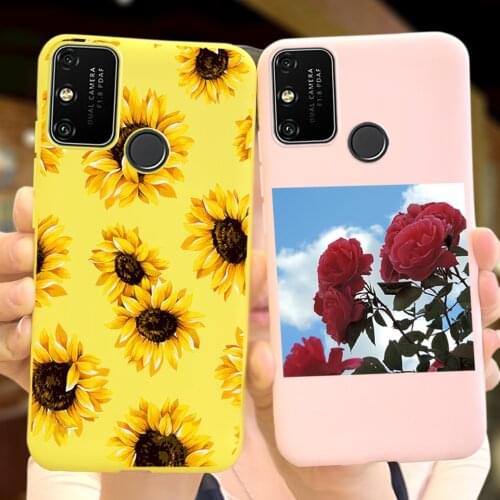 For Huawei Honor 9A 9S 9C Phone Case Flower Soft Back Cover On Huawei Honor 9a 9 a c s honor a9 s9 c9 Candy Silicone Cases Cute