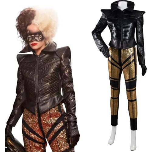 Cruella Cosplay Costume Coat Pants Outfits Halloween Carnival Suit