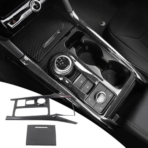 Carbon Fiber Car Gear Shift Cup Holder Panel Cover Decoration for Ford Explorer 2019 2020