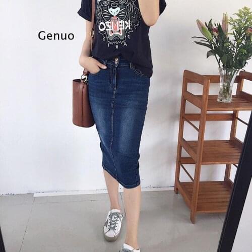 Denim Skirt Long Straight Skirts Womens Summer Blue Vintage Skirt Jeans Women Denim Long Skirts for Women Summer 2021