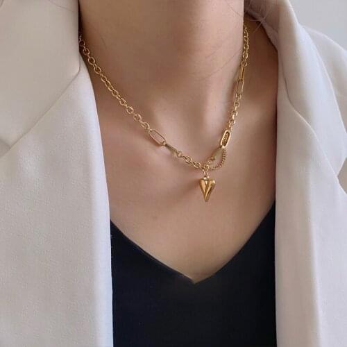 Gothic Stainless Steel Necklace Hip Hop Love Pendant Titanium Steel Necklace 2021 Fashion Jewelry Korean Collar