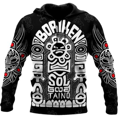 Puerto Rico Sol Taino Tattoo 3D Hoodie Man Women Harajuku Outwear Zipper Pullover Sweatshirt Casual Unisex Jacket Tracksuit K345