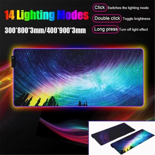 Large Colorful Led Lighting Keyboard Mat RGB Mouse Pad Anti-slip Mouse-pad Computer Laptop Desk Pad Game Mat For Office Home