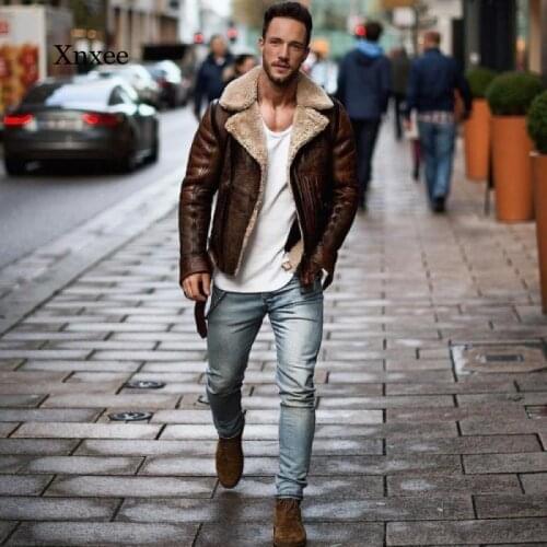 Winter New Jacket Mens Imitation Leather Jacket Motorcycle Zipper Long-Sleeved Jacket Jacket Street Style Leather Jacket Jacket