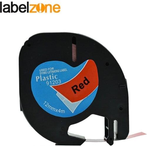 LABELZONE black on red 12mm*4m 91203 label Compatible Dymo Letratag printers LT91203 plastic label tapes easy to print for DYMO