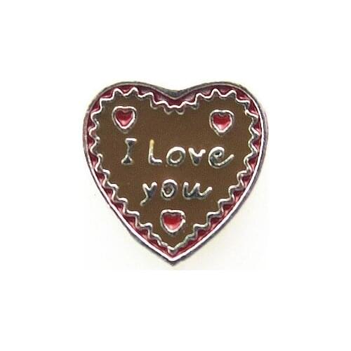Hot selling chocolate heart I love you floating charms living glass floating pendant lockets charms