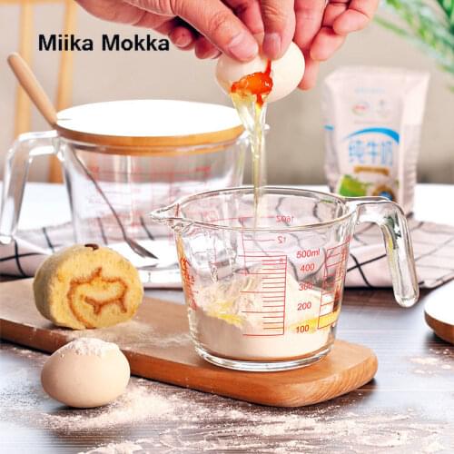 Tempered Glass Measuring Cup with Scale Milk Cup Microwave Oven Special Heat-resistant Glass Cup Kitchen Milk Tea