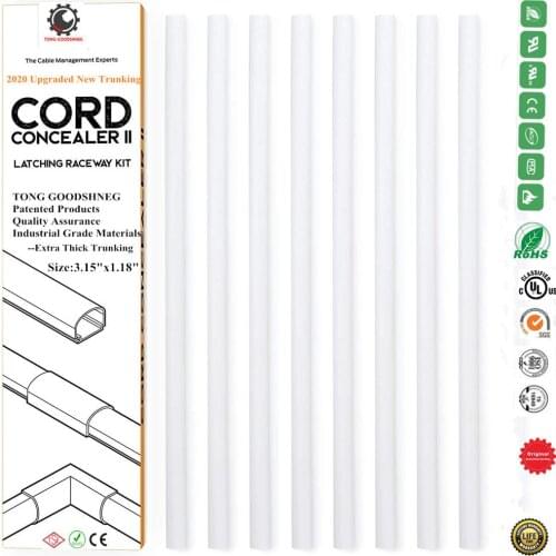 3.15"x1.18"Upgraded Large Capacity White Isolated Extra thick PVC TrunkingFloor Wiring TV Line Resistant Stepping On Wire Duct