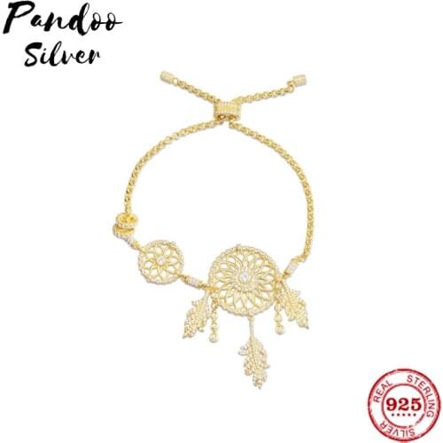 Fashion Charm Sterling Silver Copy 1:1 Copy,Yellow Silver Dream Catcher Bracelet Women 2021 Luxury Jewelry Gift
