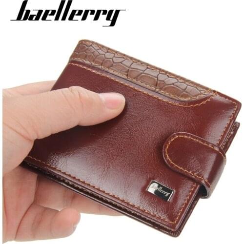 Baellerry Short Male Fashion Wallet Stitching Leather Coin Purse Horizontal High Capacity Multi-card Site Buckle Men Classic Bag