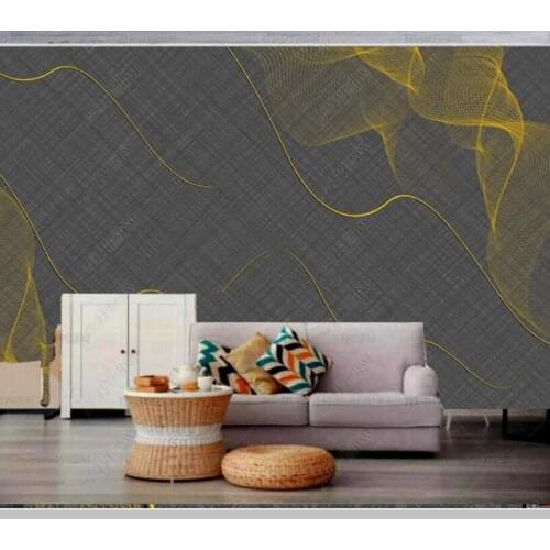Papel de parede Modern golden line abstract geometric 3d wallpaper mural,living room tv wall bedroom wall papers home decor