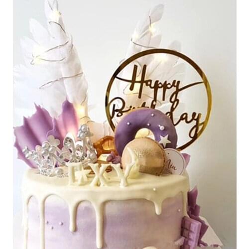 New Happpy Birthday Acrylic Cake Topper Gold Birthday Cupcake Topper Decor for Kids Birthday Party Cake Decorations Baby Shower