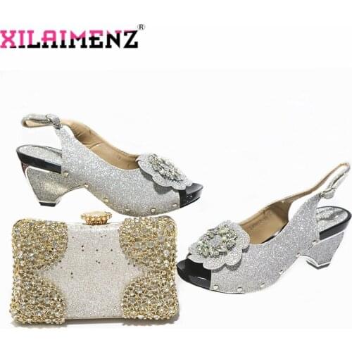 Latest New Coming INS Hot Selling African Women Shoes Matching Evening Bag Hign Quality Fashionable Pumps for Wedding Party