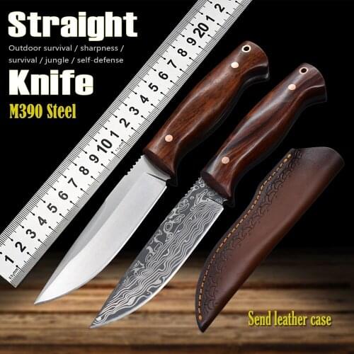 New Arrival High Hardness M390 Steel Fixed Blade Straight Knife Hunting Tool Outdoor With Scabbard Field Survival Fruit Knife