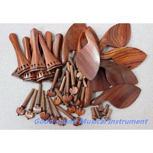 Wholesale 10 sets natural rosewood 4/4 violin accessories peg tailpiece chinrest