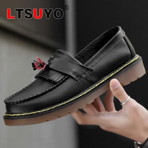 New mens and womens casual leather shoes, fashionable high-end tassel loafers, British style student brand single shoes