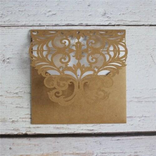 Craft invitation card thank you card pocket natural color floral elegant design multi colors