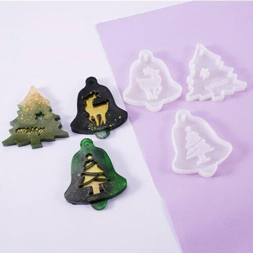 DIY Resin Crystal Epoxy Mould Listed Christmas Tree Elk Pendant Bag Decoration Resin Silicone Mould Christmas Tree Elk