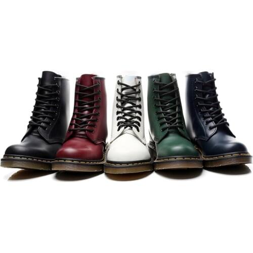 Size 34-46 Women Martins Genuine Leather Shoes High Top Fashion Warm Snow Shoes Motorcycle Boots Black Couple Unisex Boots Goth