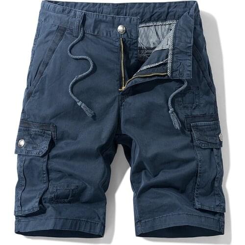 Luulla Mens 2020 Summer New England Style Casual Pockets Cargo Shorts Men Fashion Solid 100% Cotton Vintage Relaxed Fit Shorts