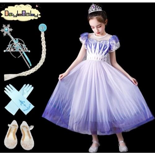 Snow Queen 2 Elsa Dress for Girl White Shining Sequined Carnival Costume Girls Snow Princess Flying Sleeve Halloween Dress
