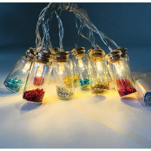 Creative Battery Operated Pvc Chippings Drift Bottle LED String Lights 10LEDS for Party Bedroom or Indoor Wedding