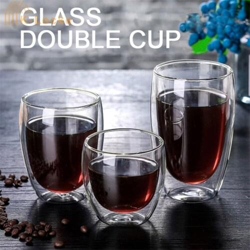Heat Resistant Double Layer Insulated Coffee Cup Milk Whiskey Tea Beer Mug Glass Water Cup High Lead Free Borosilicate Glass Cup
