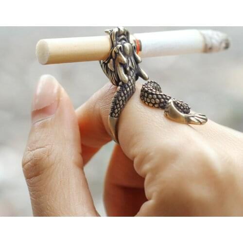 Vintage Dragon Style Smoking Holder Ring Clip Cigarette Clamp Free Hands for Woman and Men Smokers