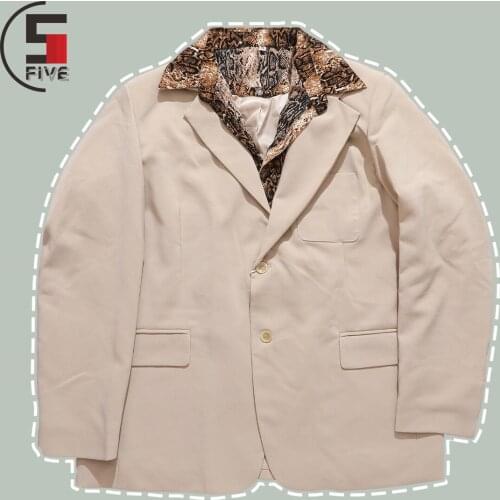 Harajuku Vintage Leopard Patchwork Suit Jacket Mens Hip Hop Streetwear Hipster Casual Fashion Jackets Winter Loose Unisex Coats