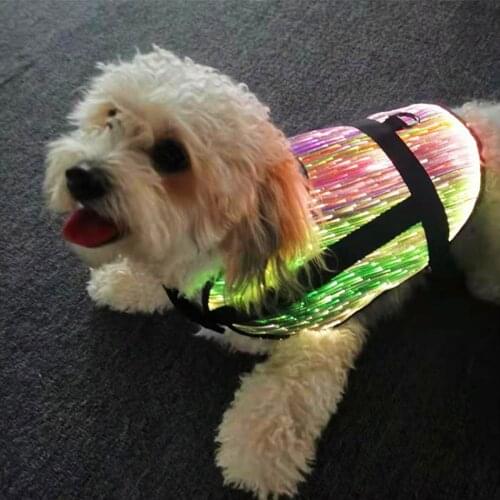 Waterproof Pet Dog Cat Golden Retriever Samo Husky Led Rgb Color Optical Fiber Light Up Clothes Collar Built-in Battery