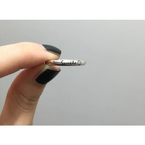 LouLeur 925 sterling silver smile rings simple fashion cute face design wild smile rings for women mood charms jewelry gift 2018