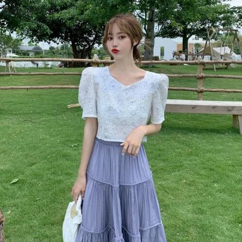 Sets Women Summer Lovely Bow V-neck Soft Solid Pleated Saias Japanese Style Streewear Holiday Lady Outfits Popular Short Sleeve