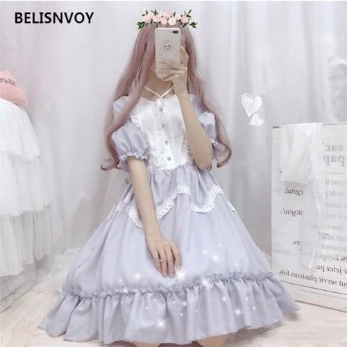Cosplay Retro Lady Japanese Harajuku Women Princesss Lolita Dress Gothic Bandage Maid Outfit Dress Summer Ruffles Girls Dresses