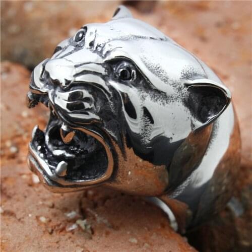 1pc!! Huge Leopard Head Mens Boy Ring 316L Stainless Steel Animal Head Ring