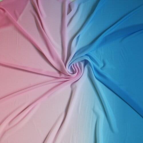 100d chiffe gauze tissue dancing dress material pink blue gradual chiffon fabric voile sheer