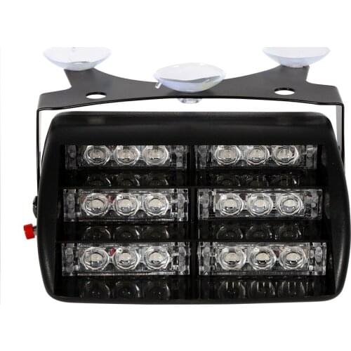 18 LEDs Dash Emergency Car Police Strobe Warning Light Lamp 3 Flash Lights 12V Clear Outer Lenses 3 Flashing Modes