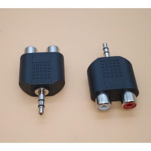 2pcs 3.5mm 3 Pole Male plug to RCA Female jack 3.5 Audio Connector 2 in 1 Stereo Headset Dual Track Headphone