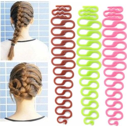 2PCS Women Brown Magic French Hair Braiding Tool Weave Braider Roller Hair Twist Styling Maker DIY Hair Accessories