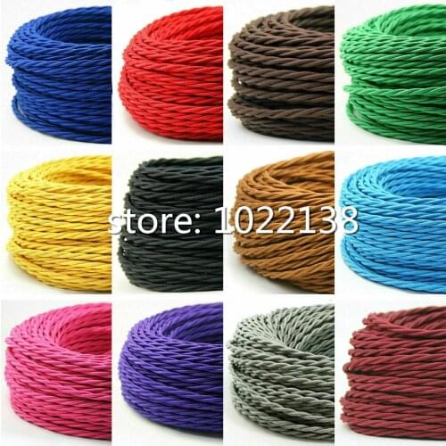 2 Core Electrical Wire Vintage Twisted Fabric Cable Woven 0.75mm*2 Cord Textile Cable Pendant Lamp Cord Edison Lighting wire