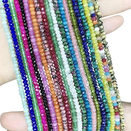 24 Types Natural Stone Loose Spacer Beads for DIY Jewelry Making Aquamarine Peridot Rubys Howlite Crystal Abacus Faceted Finding