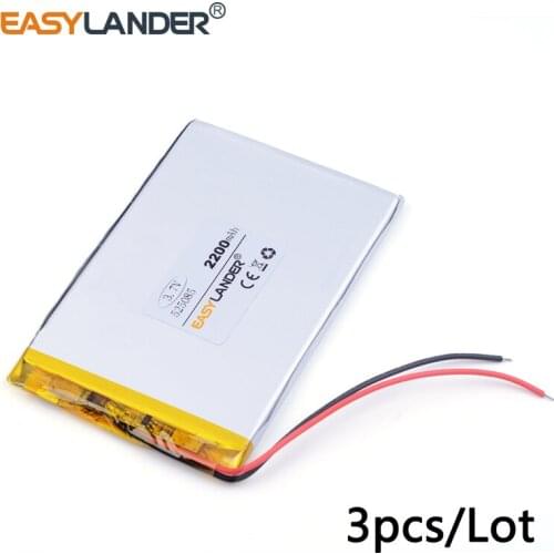 3pcs /Lot 3.7v lithium Li ion polymer rechargeable battery 525085 2200mAh mobile power dedicated andorid phone toys PDA Tools