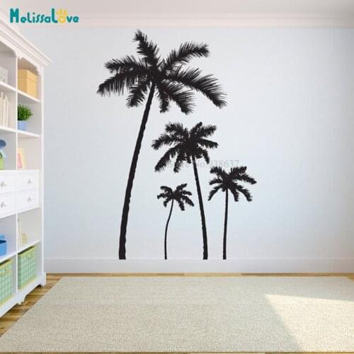 4 Palm Coconut Tree Hawaiian beach Wall Decal Sticker Bedroom Nature Forest Seaside Mural Wall Sticker Vinyl wallpaper BB568